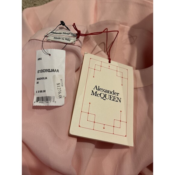 NWT. $3190 ALEXANDER MCQUEEN PEPLUM DRESS Pink IT38 / US2 - Picture 14 of 16
